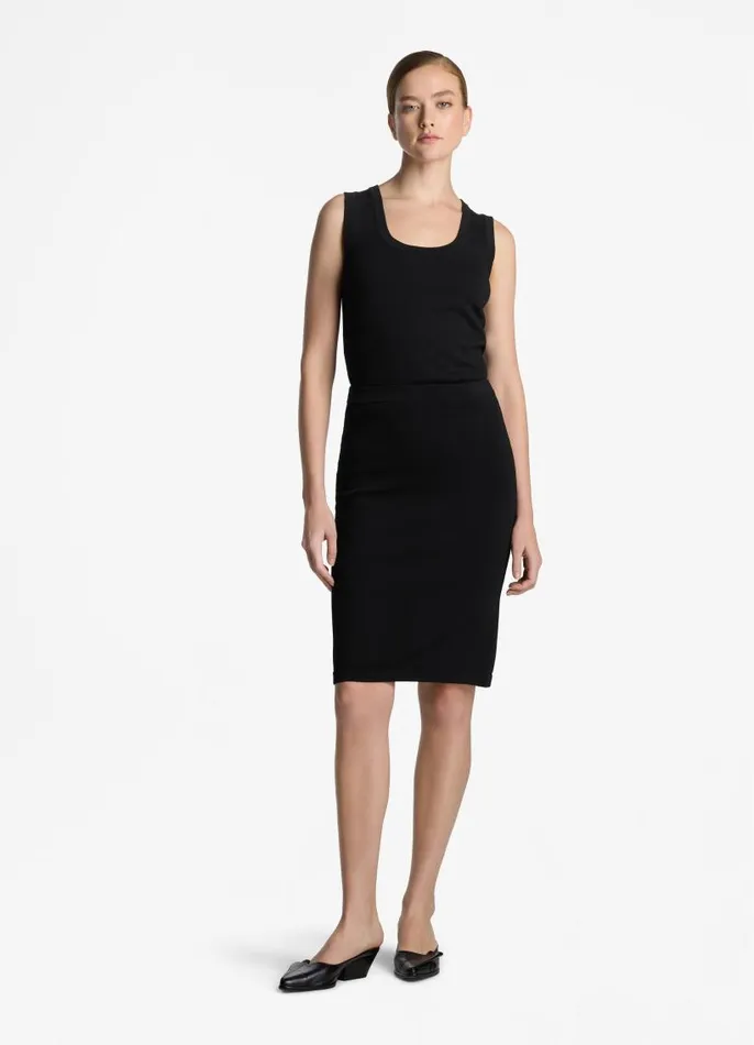 St John Tops and Shells Women Santiago Knit Scoop Neck Shell Black St John Tops and Shells Women Santiago Knit Scoop Neck Shell Black
