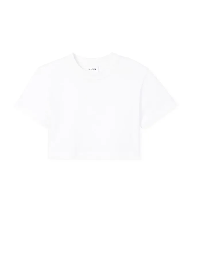 St John Tops and Shells Women Short Sleeve Jersey Cropped Top White
