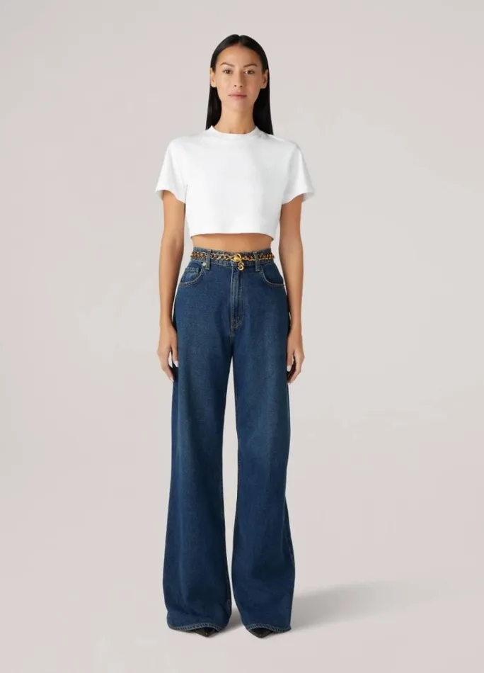 St John Tops and Shells Women Short Sleeve Jersey Cropped Top White St John Tops and Shells Women Short Sleeve Jersey Cropped Top White