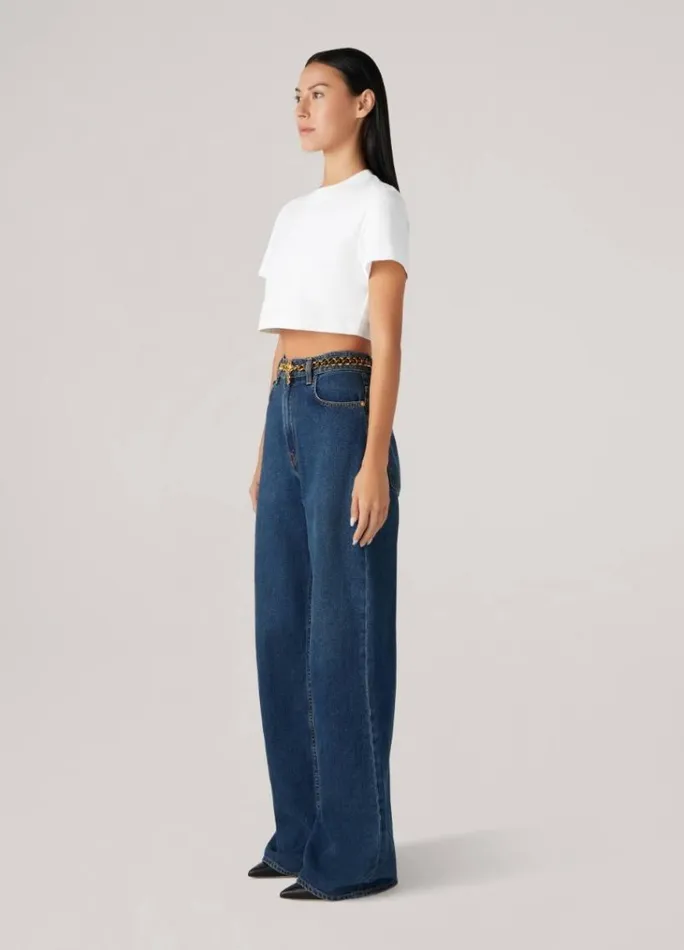 St John Tops and Shells Women Short Sleeve Jersey Cropped Top White St John Tops and Shells Women Short Sleeve Jersey Cropped Top White