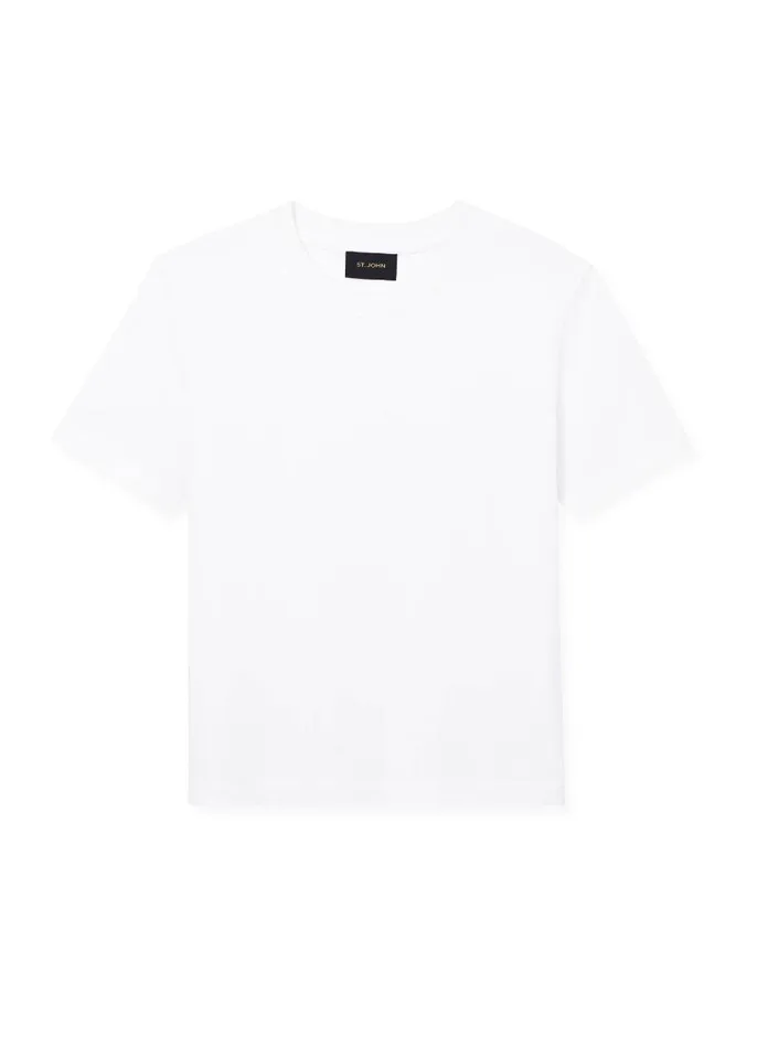St John Tops and Shells Women Short Sleeve Jersey Top White