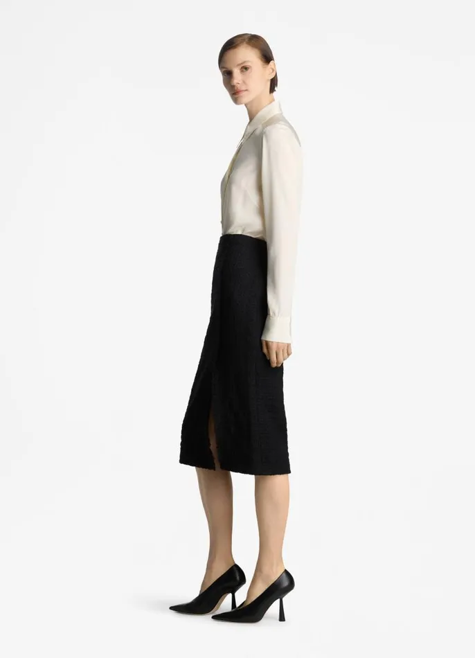 St John Tops and Shells Women Silk Crepe De Chine Blouse Ecru St John Tops and Shells Women Silk Crepe De Chine Blouse Ecru