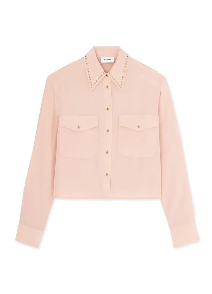 St John Tops and Shells Women Silk Crepe De Chine Blouse Light Blossom