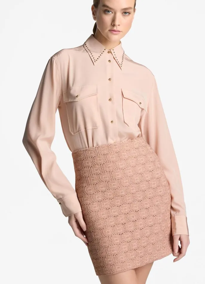 St John Tops and Shells Women Silk Crepe De Chine Blouse Light Blossom St John Tops and Shells Women Silk Crepe De Chine Blouse Light Blossom