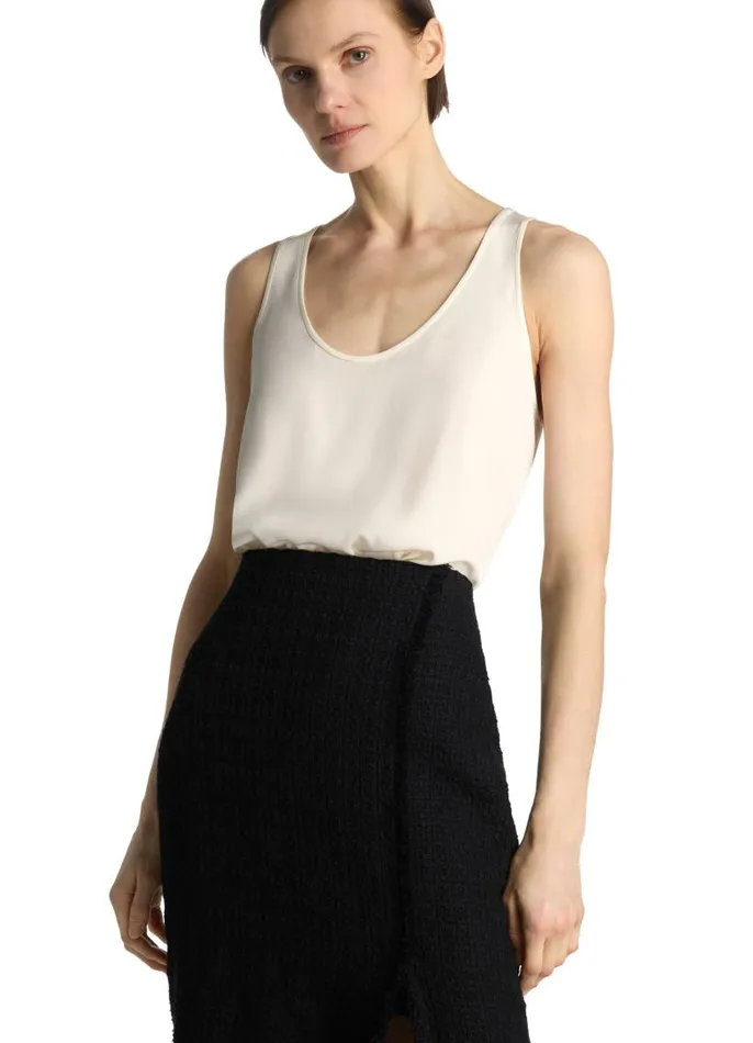 St John Tops and Shells Women Silk Crepe De Chine Shell Ecru St John Tops and Shells Women Silk Crepe De Chine Shell Ecru