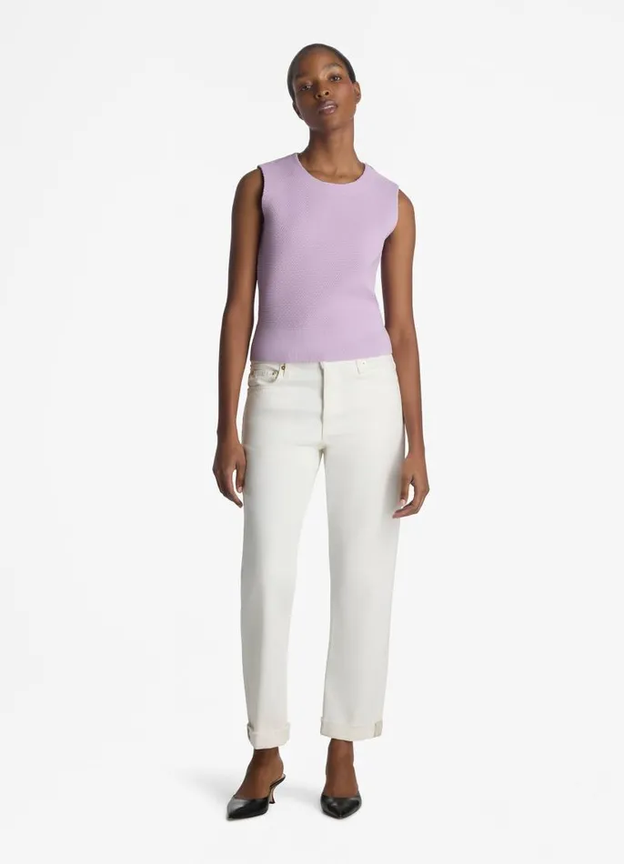 St John Tops and Shells Women Studded Pique Knit Shell Amethyst St John Tops and Shells Women Studded Pique Knit Shell Amethyst