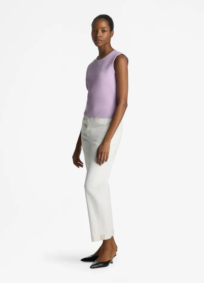 St John Tops and Shells Women Studded Pique Knit Shell Amethyst St John Tops and Shells Women Studded Pique Knit Shell Amethyst