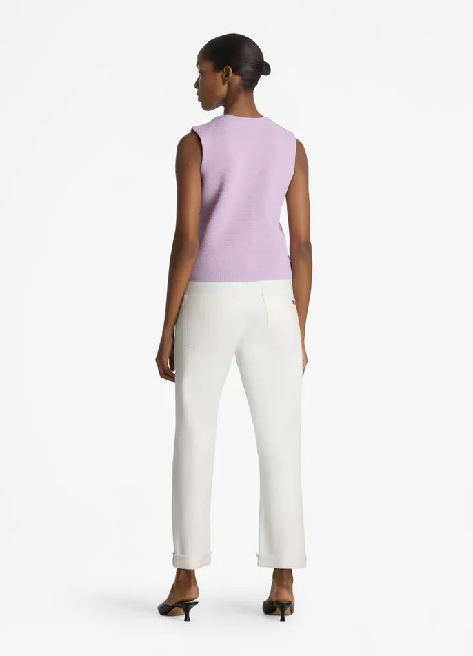 St John Tops and Shells Women Studded Pique Knit Shell Amethyst St John Tops and Shells Women Studded Pique Knit Shell Amethyst
