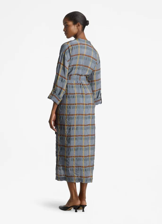 St John Transitional Clothing Women 34 Sleeve Plaid Dress Tahoe Slatesaddle Multi St John Transitional Clothing Women 34 Sleeve Plaid Dress Tahoe Slatesaddle Multi