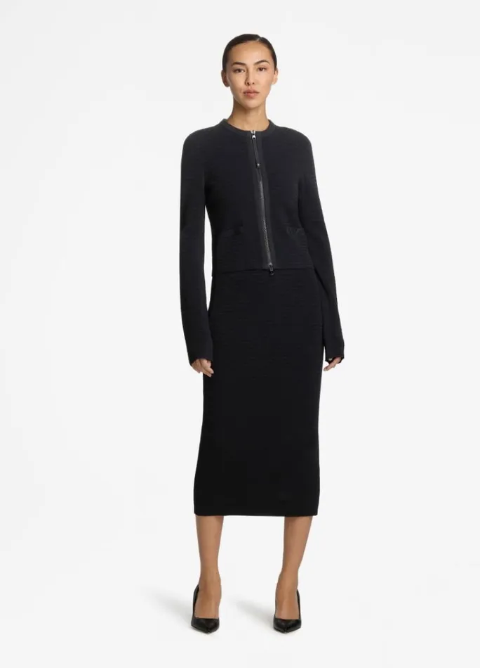 St John Transitional Clothing Women Knit Zip Jacket Black St John Transitional Clothing Women Knit Zip Jacket Black