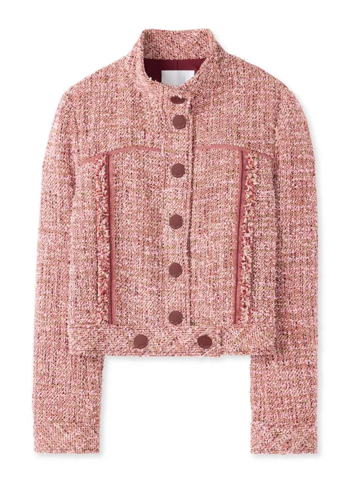 St John Tweed Jackets Women Feather Weight Multicolor Eyelash Tweed Jacket Petal Pinkcranberry Multi St John Tweed Jackets Women Feather Weight Multicolor Eyelash Tweed Jacket Petal Pinkcranberry Multi
