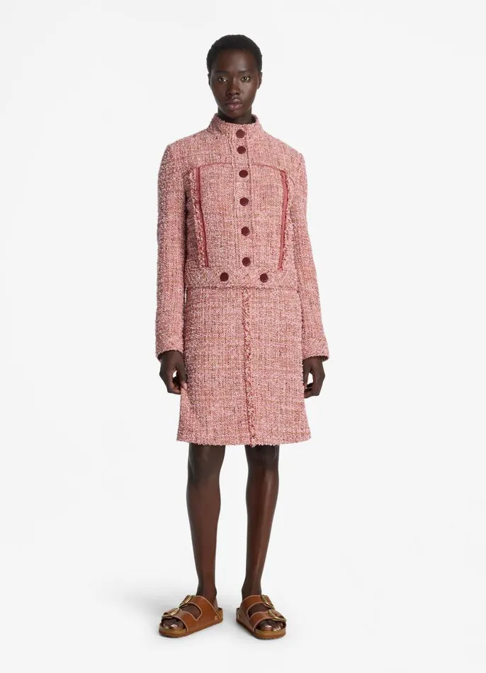 St John Tweed Jackets Women Feather Weight Multicolor Eyelash Tweed Jacket Petal Pinkcranberry Multi St John Tweed Jackets Women Feather Weight Multicolor Eyelash Tweed Jacket Petal Pinkcranberry Multi