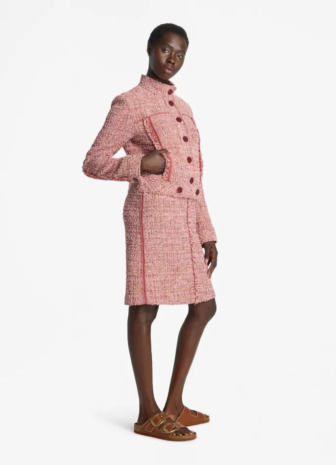 St John Tweed Jackets Women Feather Weight Multicolor Eyelash Tweed Jacket Petal Pinkcranberry Multi St John Tweed Jackets Women Feather Weight Multicolor Eyelash Tweed Jacket Petal Pinkcranberry Multi