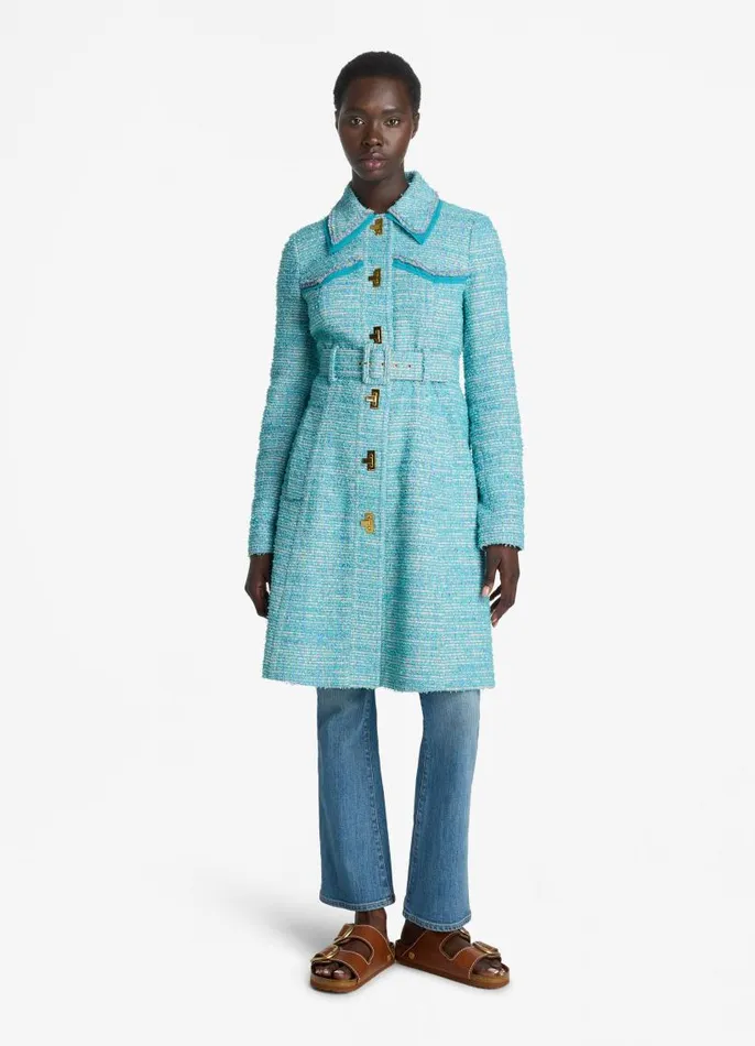 St John Tweed Jackets Women Light Textured Eyelash Tweed Jacket Dark Tealsage Muti St John Tweed Jackets Women Light Textured Eyelash Tweed Jacket Dark Tealsage Muti