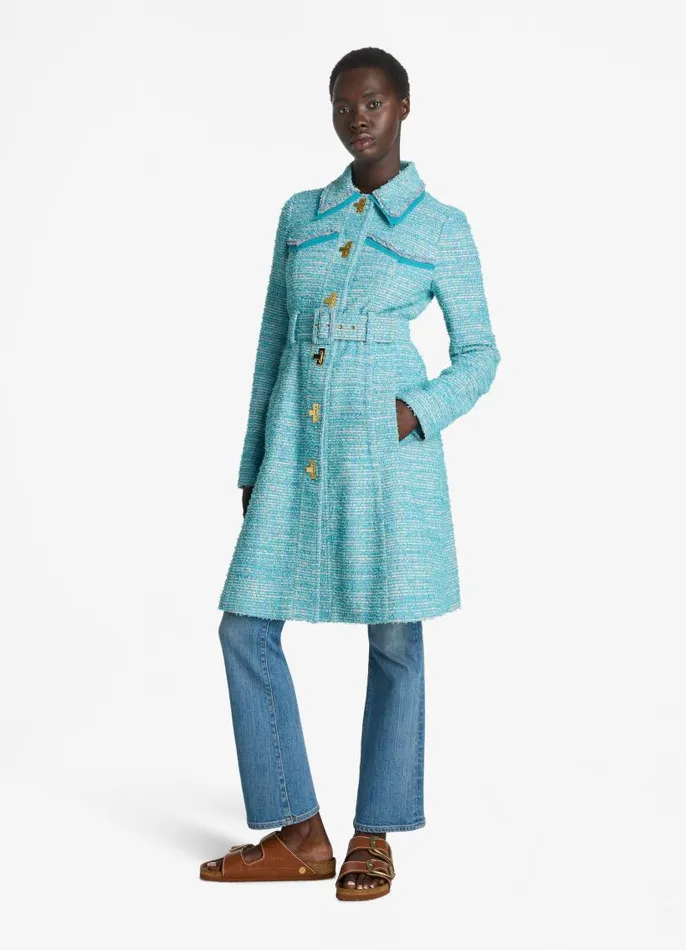 St John Tweed Jackets Women Light Textured Eyelash Tweed Jacket Dark Tealsage Muti St John Tweed Jackets Women Light Textured Eyelash Tweed Jacket Dark Tealsage Muti