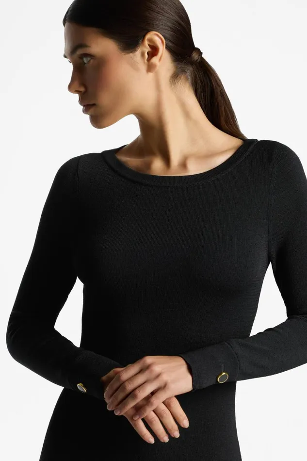 St John Workwear Dresses Women Santiago Knit Bateau Dress Black St John Workwear Dresses Women Santiago Knit Bateau Dress Black