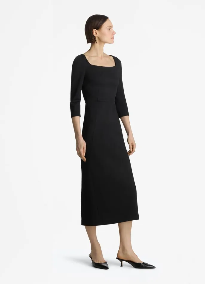 St John Workwear Dresses Women Stretch Square Neck 34 Sleeve Dress Black St John Workwear Dresses Women Stretch Square Neck 34 Sleeve Dress Black