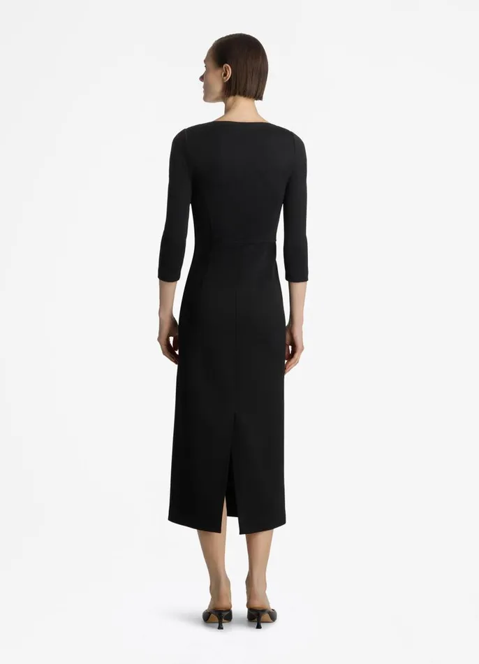 St John Workwear Dresses Women Stretch Square Neck 34 Sleeve Dress Black St John Workwear Dresses Women Stretch Square Neck 34 Sleeve Dress Black