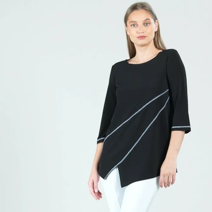 Stitch Line Angle Vent Tunic 8211 BlackWhite 8211 Final Sale Women Clara Sunwoo Tops Tunics