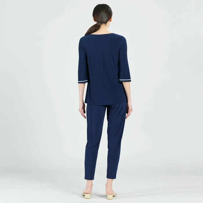 Stitch Line Angle Vent Tunic 8211 NavyWhite 8211 Final Sale Women Clara Sunwoo Tops Tunics