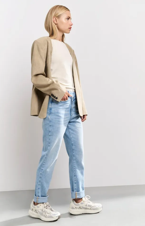 Straight Fit Jeans With Wrap Detail Light Blue Denim Women YAYA Jeans