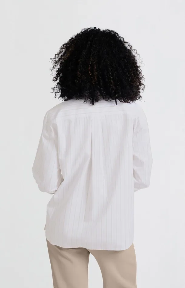 Striped Blouse With Chest Pocket And Cuff Tape Pumice Stone Beige Dessin Women YAYA Blouses Striped Blouse With Chest Pocket And Cuff Tape Pumice Stone Beige Dessin Women YAYA Blouses