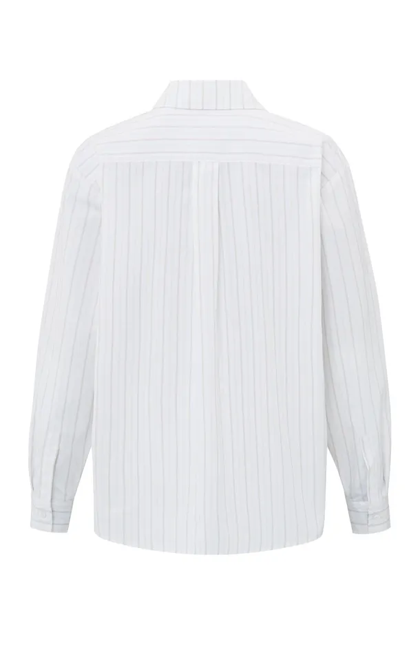 Striped Blouse With Chest Pocket And Cuff Tape Pumice Stone Beige Dessin Women YAYA Blouses Striped Blouse With Chest Pocket And Cuff Tape Pumice Stone Beige Dessin Women YAYA Blouses