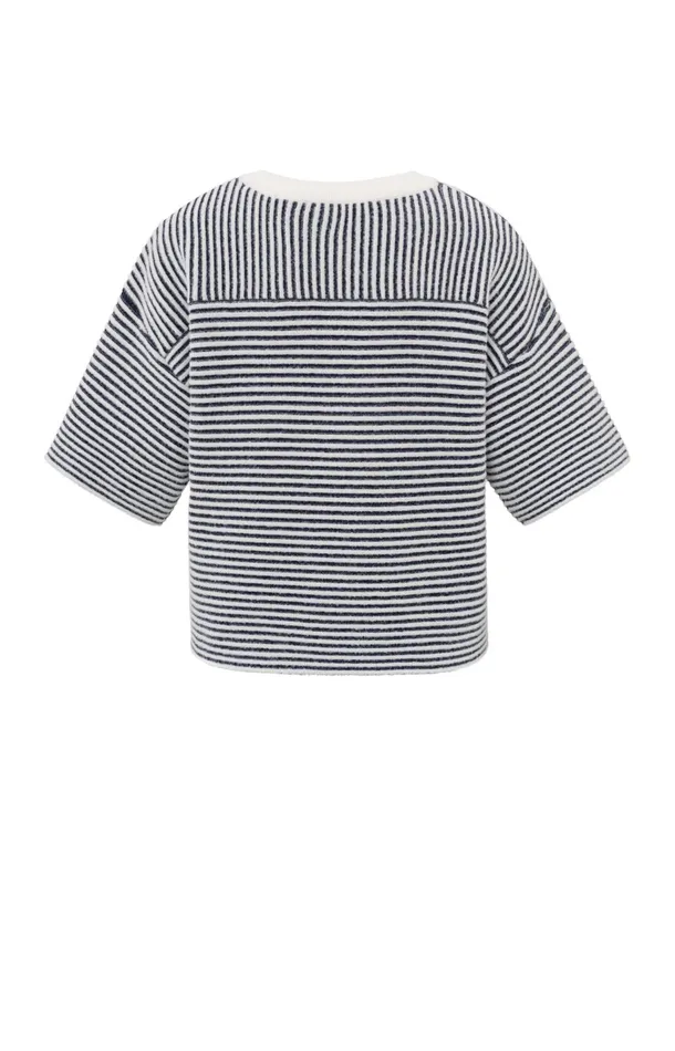 Striped Fluffy Sweater With Short Sleeves Off White Women YAYA Sweaters Striped Fluffy Sweater With Short Sleeves Off White Women YAYA Sweaters