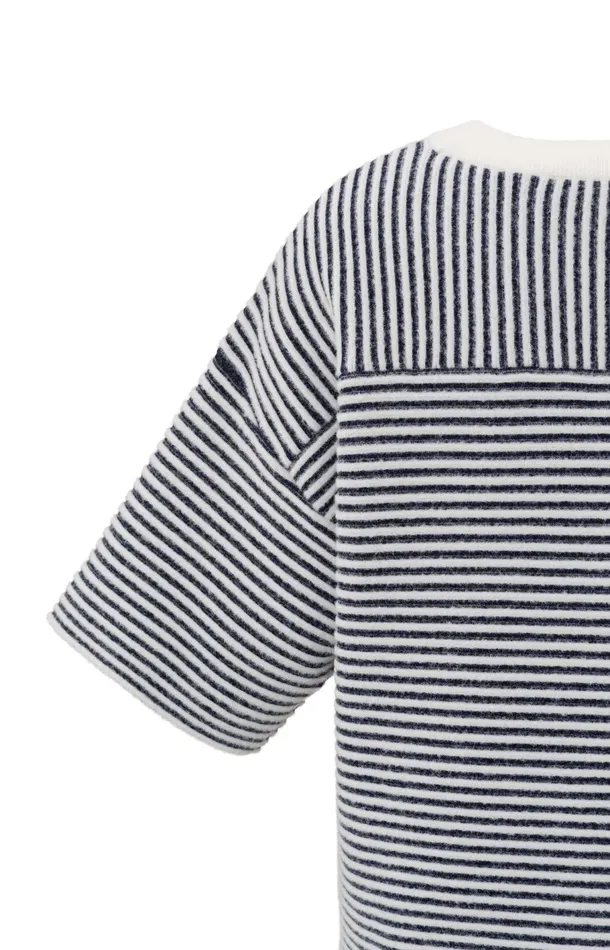 Striped Fluffy Sweater With Short Sleeves Off White Women YAYA Sweaters Striped Fluffy Sweater With Short Sleeves Off White Women YAYA Sweaters
