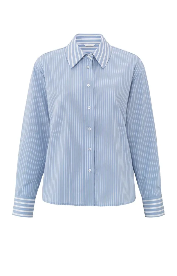 Striped Oversized Blouse With Collar And Long Sleeves Blue Dessin Women YAYA Blouses Striped Oversized Blouse With Collar And Long Sleeves Blue Dessin Women YAYA Blouses