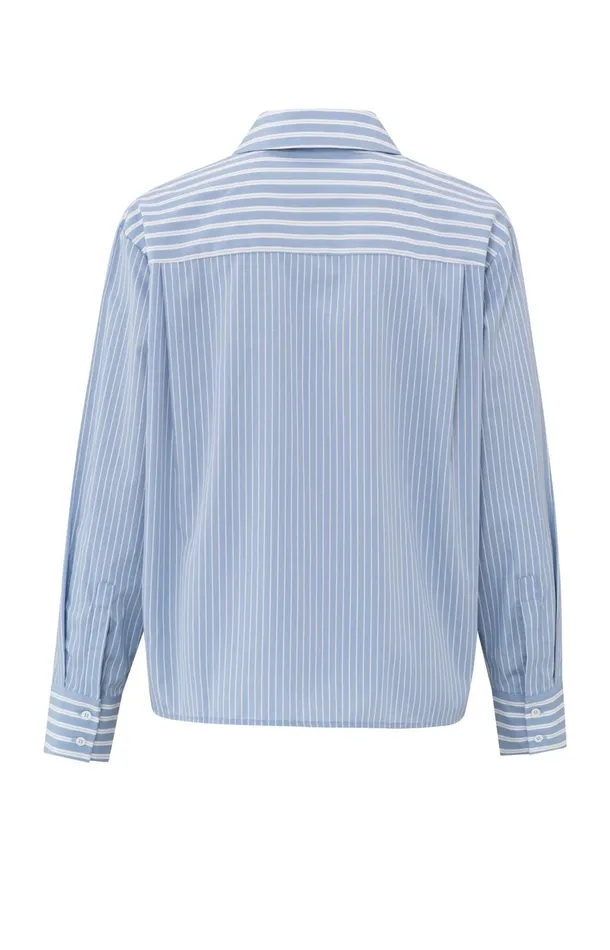 Striped Oversized Blouse With Collar And Long Sleeves Blue Dessin Women YAYA Blouses Striped Oversized Blouse With Collar And Long Sleeves Blue Dessin Women YAYA Blouses