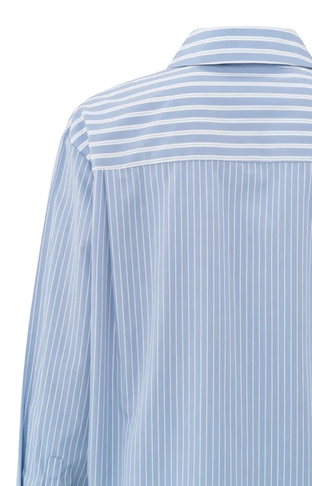 Striped Oversized Blouse With Collar And Long Sleeves Blue Dessin Women YAYA Blouses Striped Oversized Blouse With Collar And Long Sleeves Blue Dessin Women YAYA Blouses