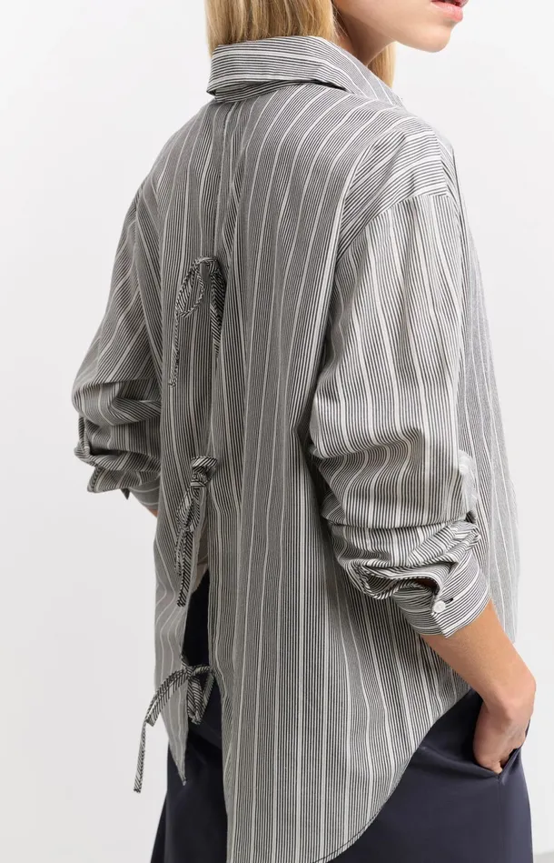 Striped Shirt With Bow Details On The Back Phantom Dessin Women YAYA Blouses
