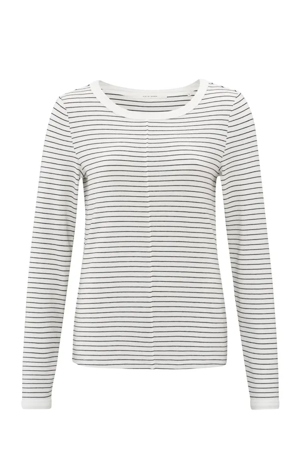 Striped Top With Long Sleeves And Center Seam Detail Blanc De Blanc White Dessin Women YAYA Tops Striped Top With Long Sleeves And Center Seam Detail Blanc De Blanc White Dessin Women YAYA Tops