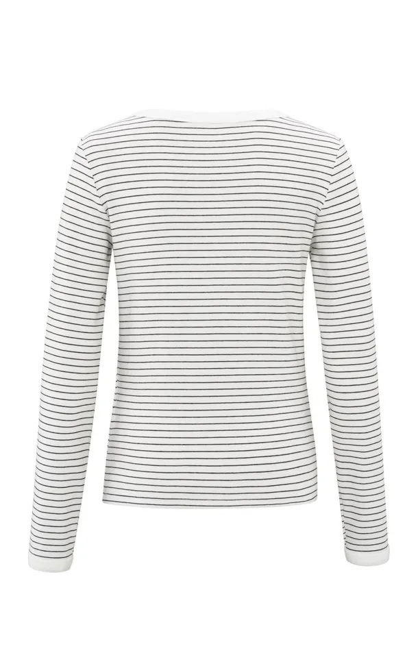 Striped Top With Long Sleeves And Center Seam Detail Blanc De Blanc White Dessin Women YAYA Tops Striped Top With Long Sleeves And Center Seam Detail Blanc De Blanc White Dessin Women YAYA Tops