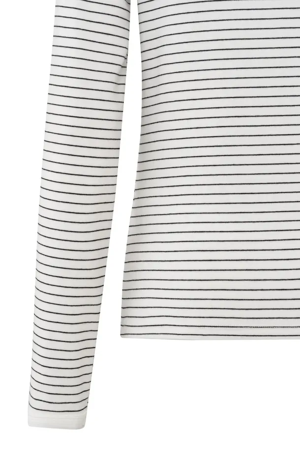Striped Top With Long Sleeves And Center Seam Detail Blanc De Blanc White Dessin Women YAYA Tops Striped Top With Long Sleeves And Center Seam Detail Blanc De Blanc White Dessin Women YAYA Tops