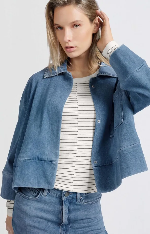 Striped Top With Long Sleeves And Center Seam Detail Blanc De Blanc White Dessin Women YAYA Tops Striped Top With Long Sleeves And Center Seam Detail Blanc De Blanc White Dessin Women YAYA Tops