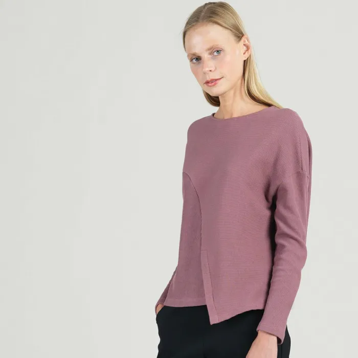 Structured Ribbed Knit 8211 Modern Envelope Hem Sweater 8211 Mauve 8211 Final Sale Women Clara Sunwoo Sweaters