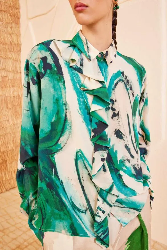 Study Blouse Portrait In Green Women Ulla Johnson Tops Study Blouse Portrait In Green Women Ulla Johnson Tops