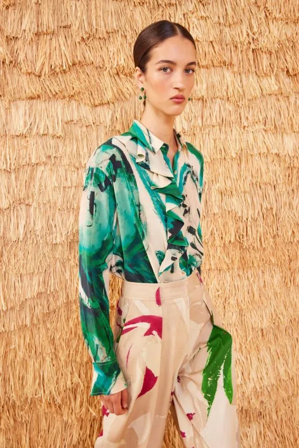 Study Blouse Portrait In Green Women Ulla Johnson Tops Study Blouse Portrait In Green Women Ulla Johnson Tops