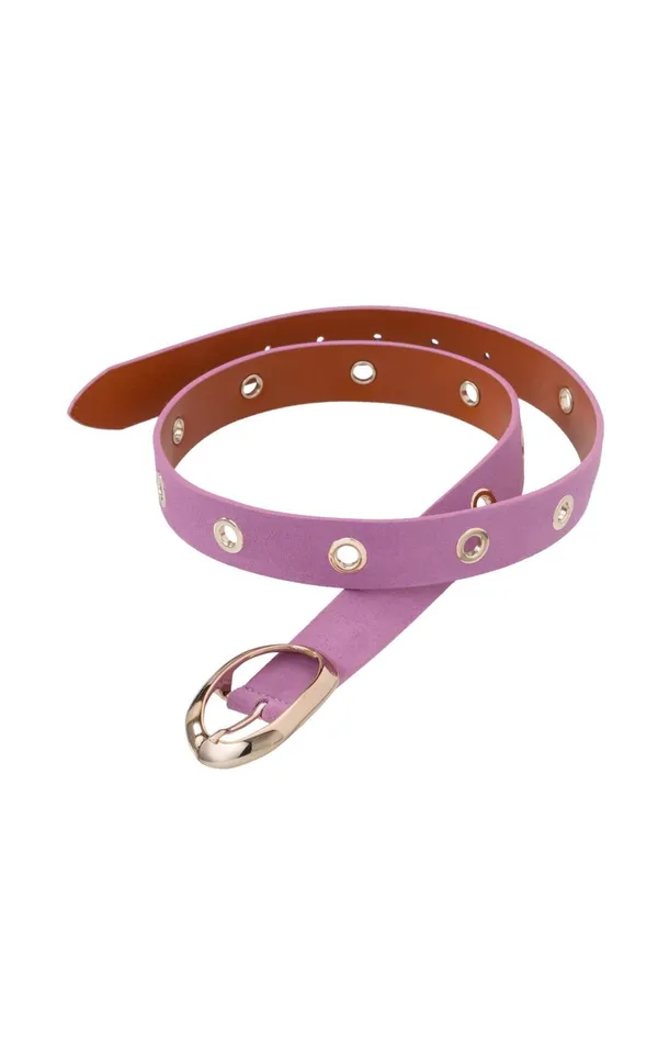 Suede Eyelet Belt In Pink Lavender Purple Women YAYA Belts