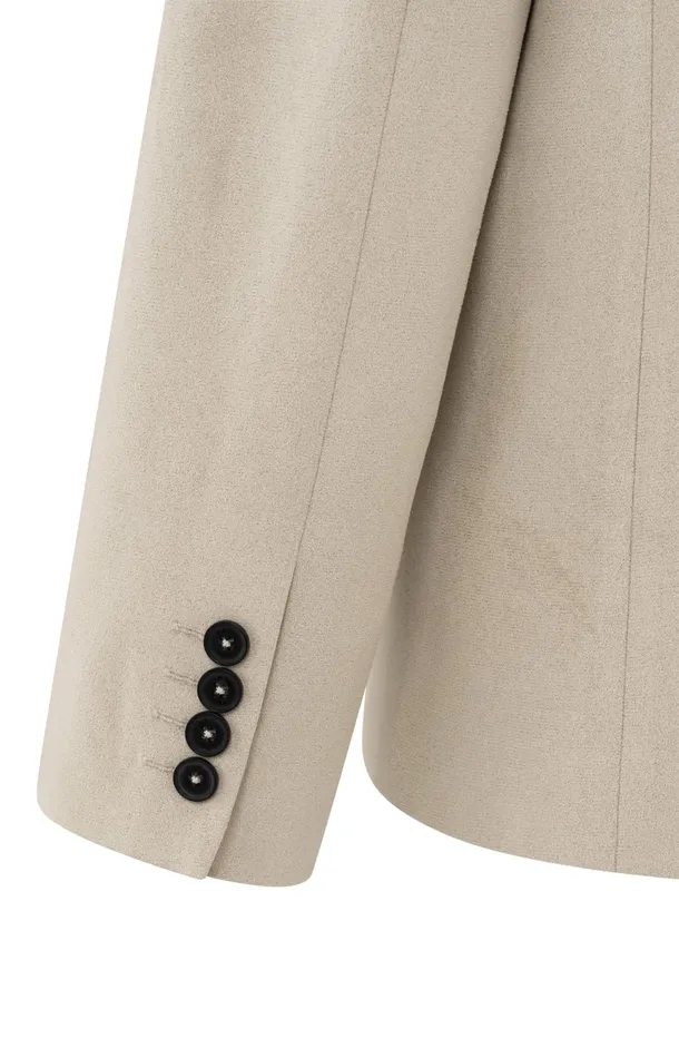 Suedine Collarless Blazer With Regular Fit Humus Beige Women YAYA Blazers Suedine Collarless Blazer With Regular Fit Humus Beige Women YAYA Blazers