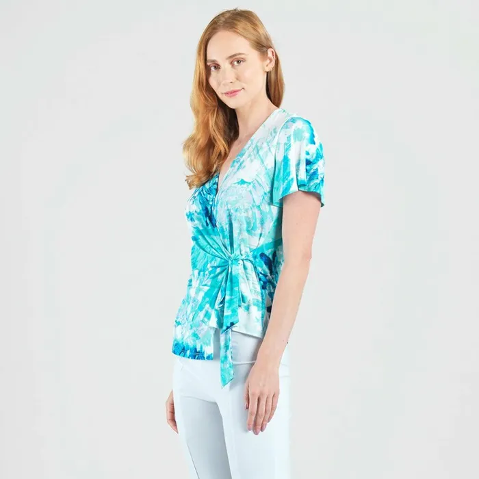 Surplice Faux Wrap Side Tie Top 8211 Ocean Petal Women Clara Sunwoo Tops Tunics