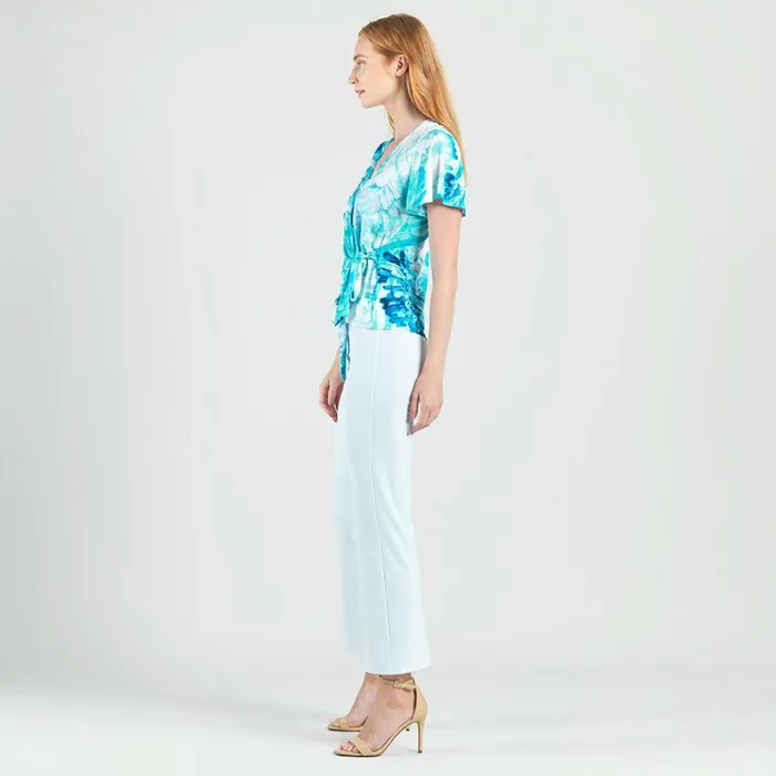 Surplice Faux Wrap Side Tie Top 8211 Ocean Petal Women Clara Sunwoo Tops Tunics