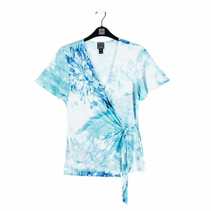 Surplice Faux Wrap Side Tie Top 8211 Ocean Petal Women Clara Sunwoo Tops Tunics