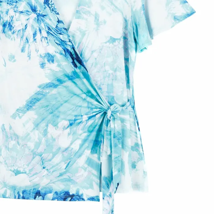 Surplice Faux Wrap Side Tie Top 8211 Ocean Petal Women Clara Sunwoo Tops Tunics