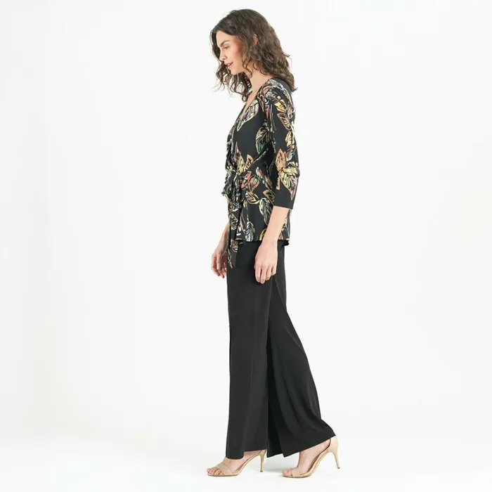 Surplice Faux Wrap Side Tie Tunic 8211 Leaf Colorburst Women Clara Sunwoo Tops Tunics