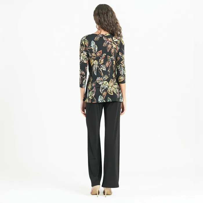 Surplice Faux Wrap Side Tie Tunic 8211 Leaf Colorburst Women Clara Sunwoo Tops Tunics
