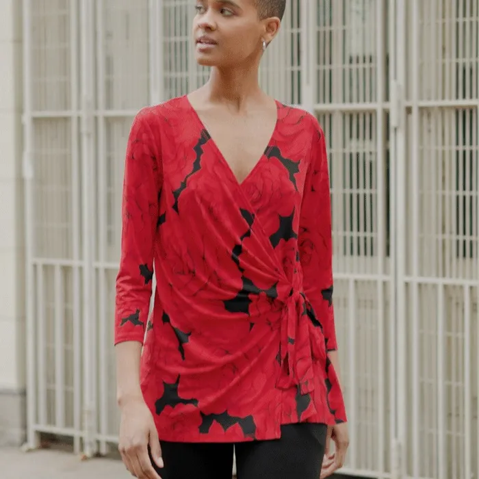 Surplice Faux Wrap Side Tie Tunic 8211 Rose Floret 8211 Limited Sizes Women Clara Sunwoo Tops Tunics Surplice Faux Wrap Side Tie Tunic 8211 Rose Floret 8211 Limited Sizes Women Clara Sunwoo Tops Tunics