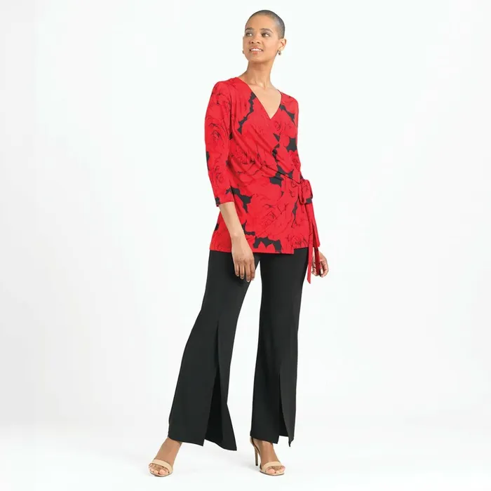 Surplice Faux Wrap Side Tie Tunic 8211 Rose Floret 8211 Limited Sizes Women Clara Sunwoo Tops Tunics